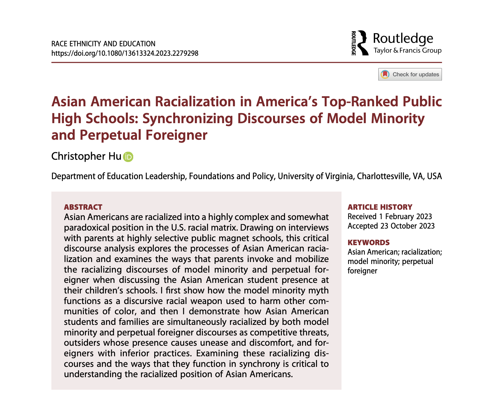 race ethnicity and education journal